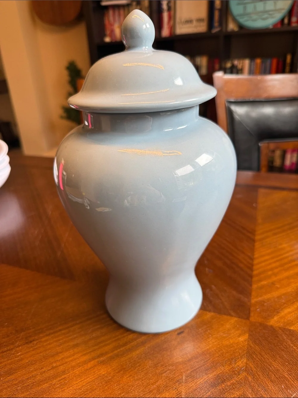 Ceramic Blue Ginger Jar and Croton Berry Dish